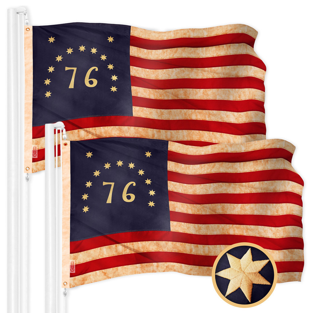 G128 2 Pack: Bennington 76 Tea-Stained Flag 2x3 Ft Embroidered 420D Polyester