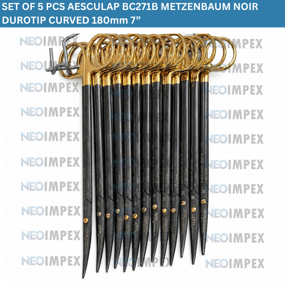 SET OF 5 PCS AESCULAP BC271B METZENBAUM NOIR DUROTIP CURVED 180mm 7”