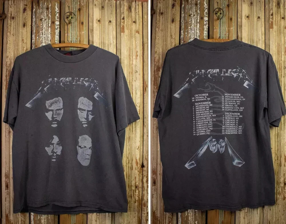 Vintage 1991 Metallica Black Album Tour T-Shirt Rock Concert Fan Tee S-4XL