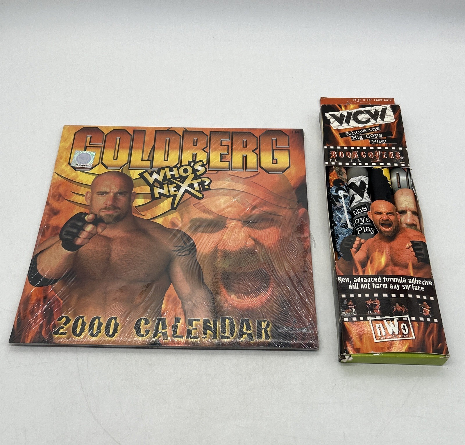 Vintage WCW Wrestling Goldberg 2000 Calendar & Box Of 4 Book Covers Lot Vintage WCW Wrestling Goldberg 2000 Calendar & Box Of 4 Book Covers Lot