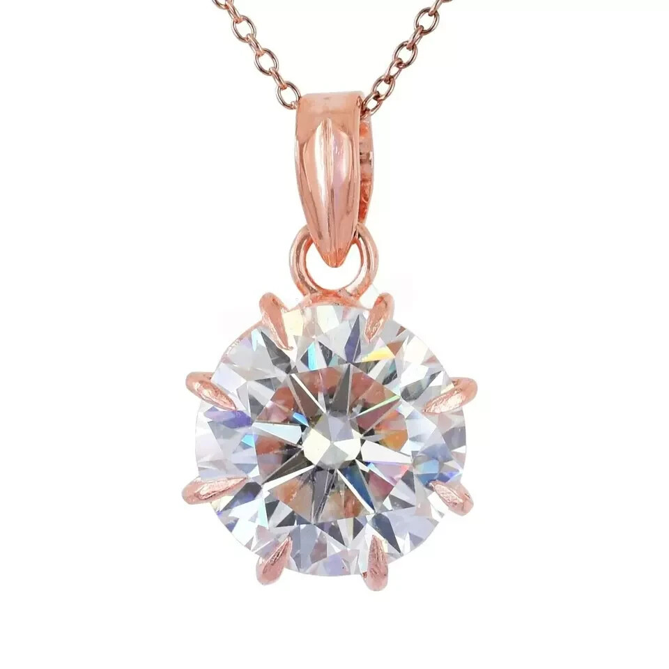 RARE 7.50 Ct Certified Off White Treated Diamond Solitaire Pendant in 925 Silver
