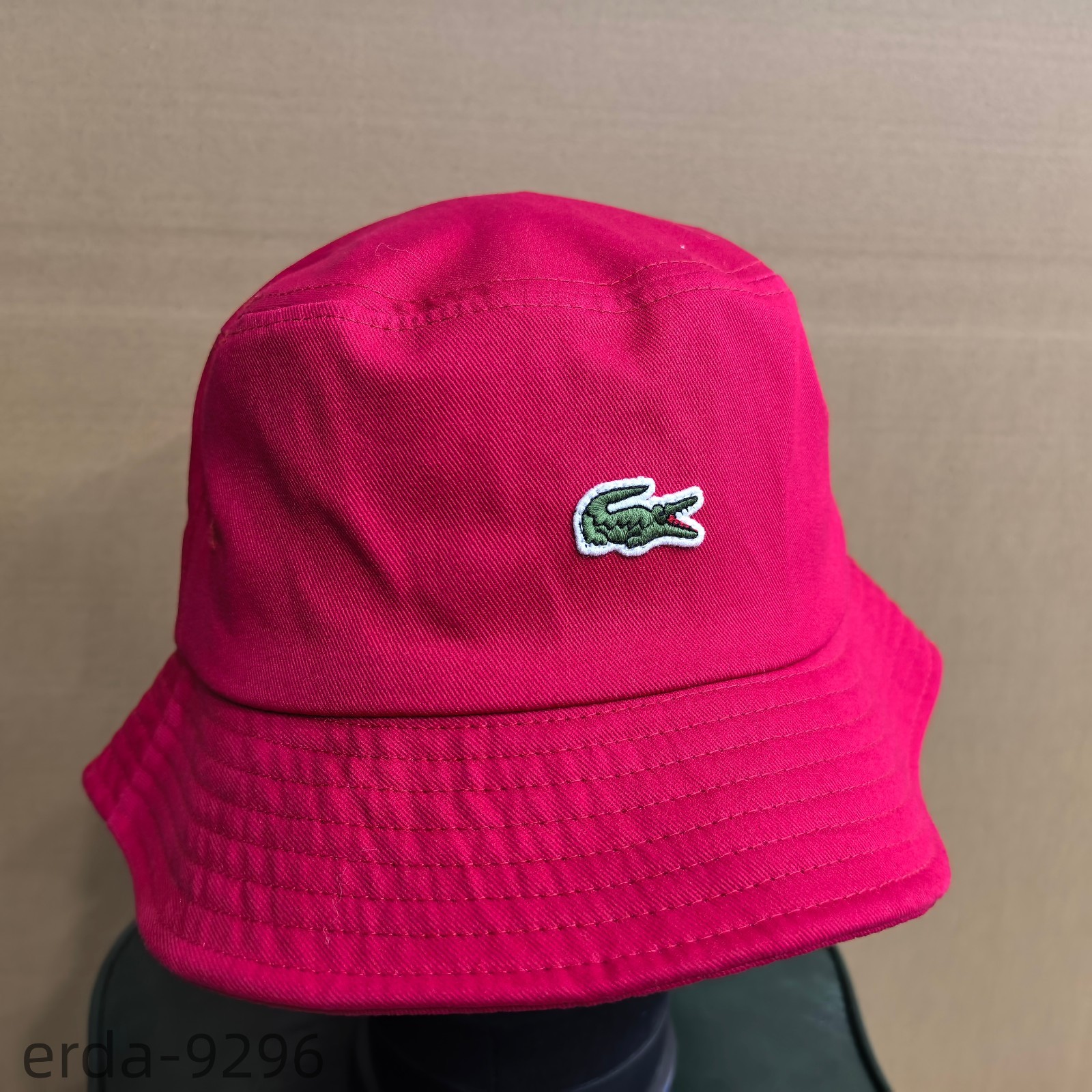 LACOSTE patterned outdoor casual fisherman\'s hat red unisex