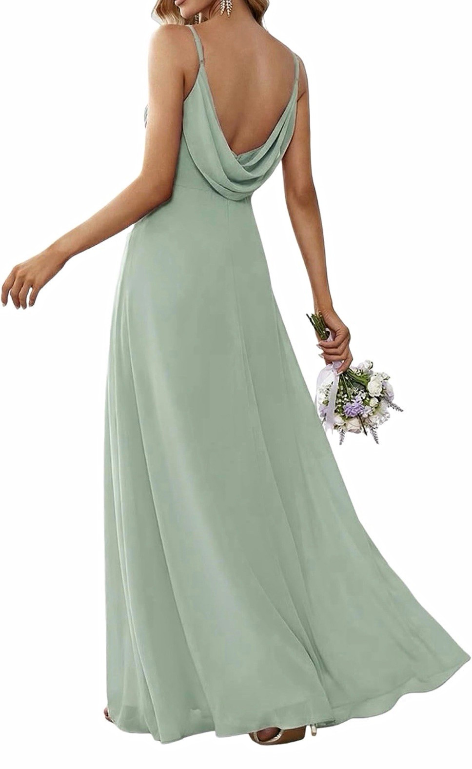 Ever-Pretty Green Sleeveless Spaghetti Strap Maxi Bridesmaid Dress Cowl Back Ever-Pretty Green Sleeveless Spaghetti Strap Maxi Bridesmaid Dress Cowl Back