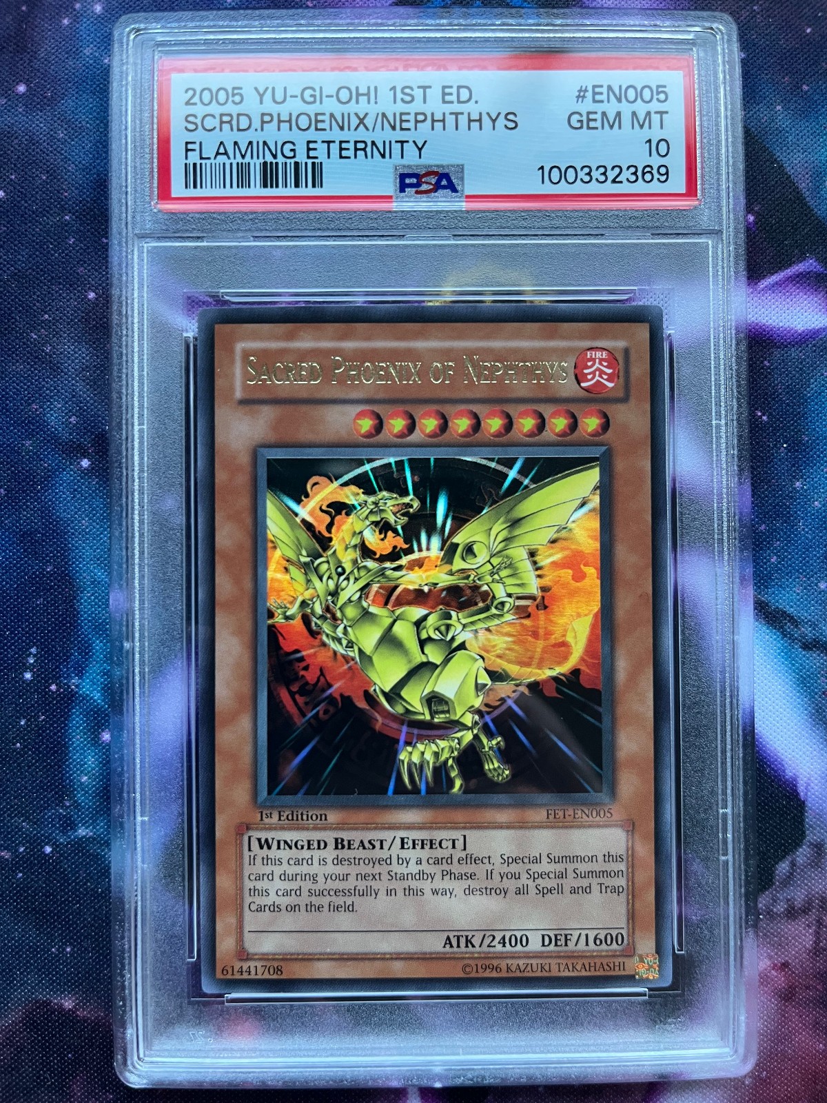 2005 YU-GI-OH FET-FLAMING ETERNITY - SACRED PHOENIX OF NEPHTHYS PSA 10 *POP 4*