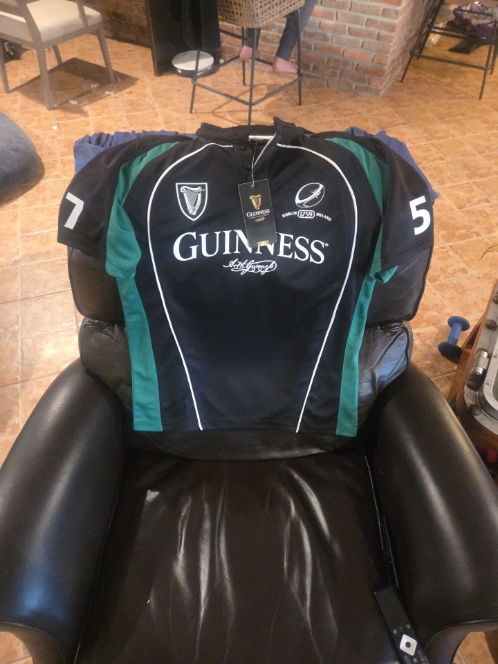 Guinness Rugby Jersey Mens M Black Green Rugby Dublin Ireland 1759 Harp Logo
