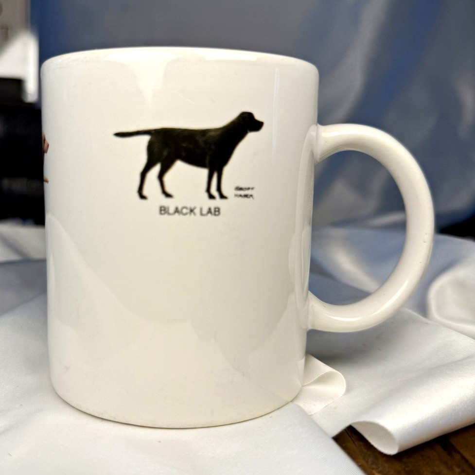 Vintage 1992 Labrador Retriever Mug Black Yellow Chocolate Lab Dog Coffee Cup