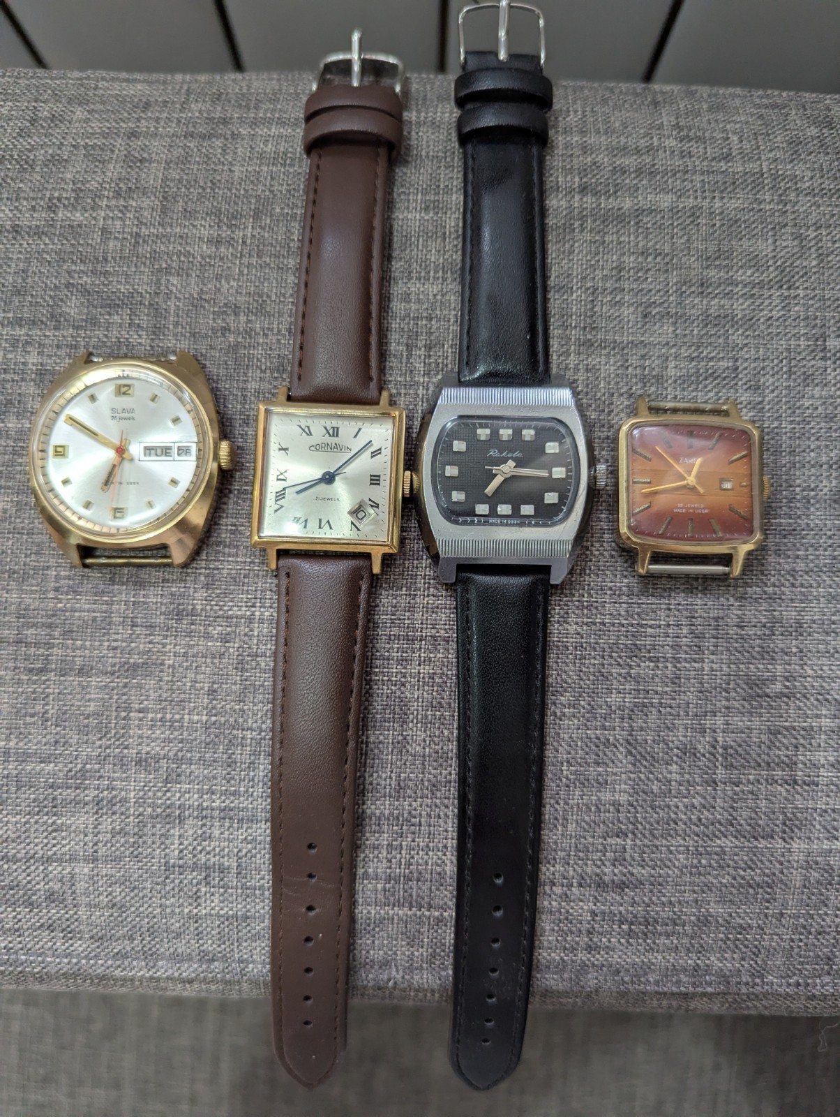 Set Watch USSR Raketa Baker Slava Cornavin Gold Plated Export 80s Set Watch USSR Raketa Baker Slava Cornavin Gold Plated Export 80s
