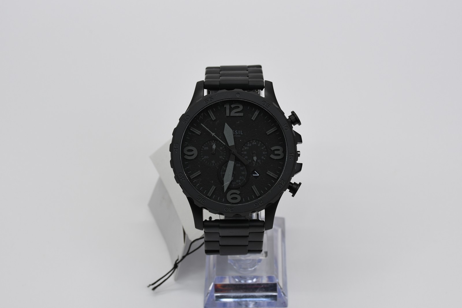 Fossil Nate Chronograph JR1401 Men\'s Black Steel 50mm Watch New