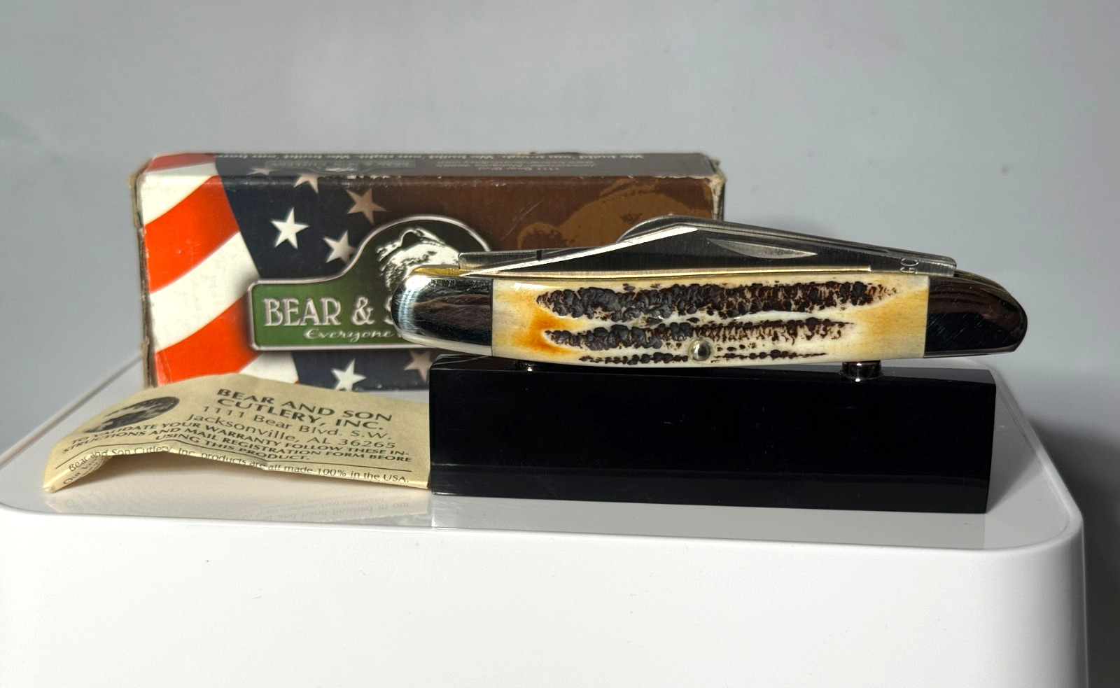 Vintage Bear MGC USA Burnt Toasted Bone Full Sized Cattle Stockman Knife NOS