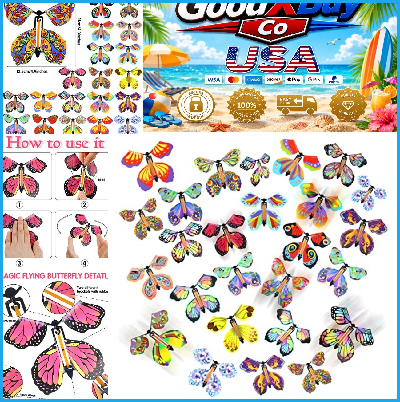 NEW 20PCS Wind Up Flying Butterfly Toys Magic Surprise Party Favors Kids Gift NEW 20PCS Wind Up Flying Butterfly Toys Magic Surprise Party Favors Kids Gift