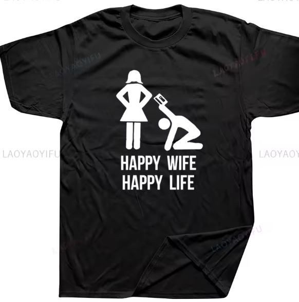 funny shirt Happy Wife Happy Life black T-shirt All sizes