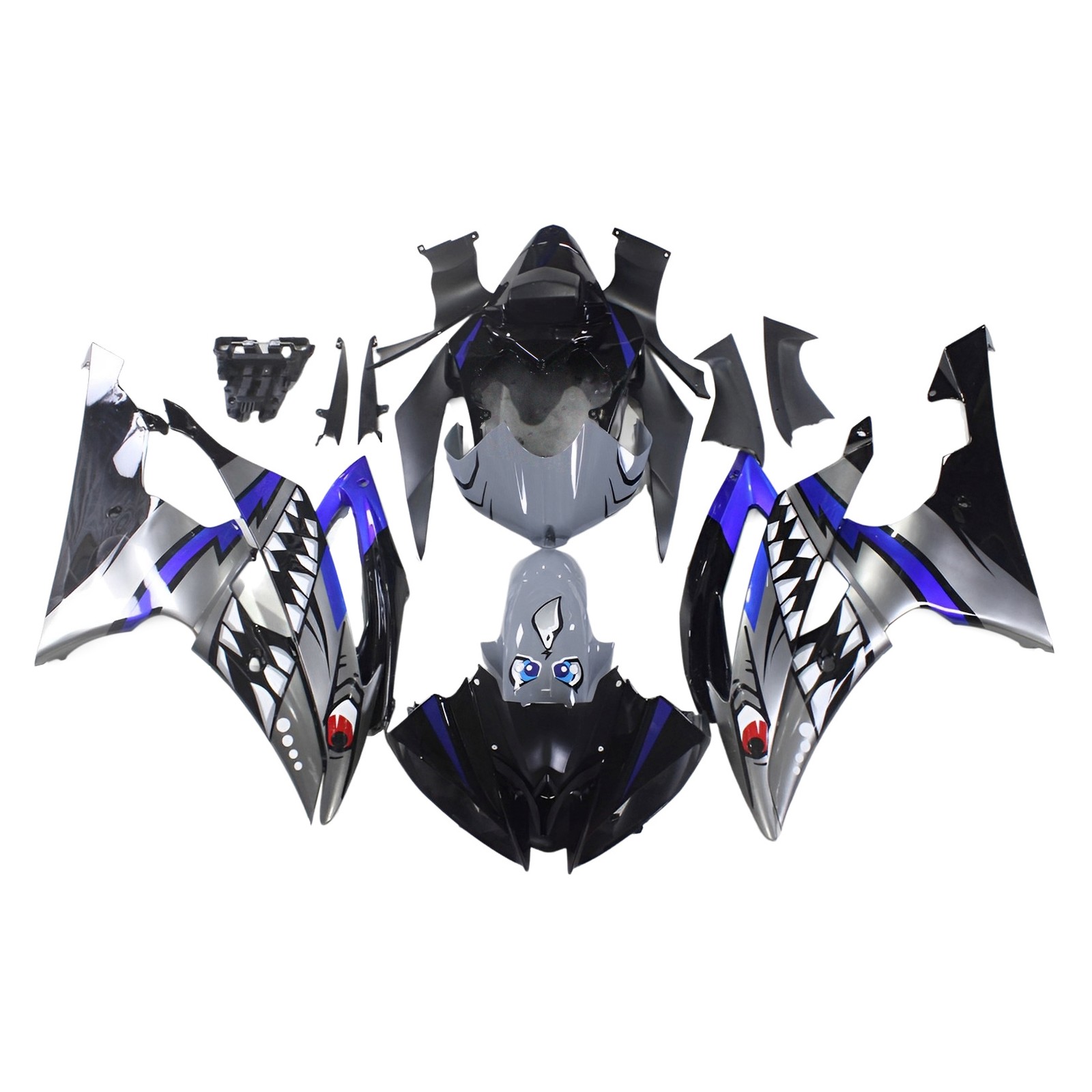 Full Bodywork Fairing Kit For Yamaha YZF R6 2008-2016 Fairings Shark Silver Blue