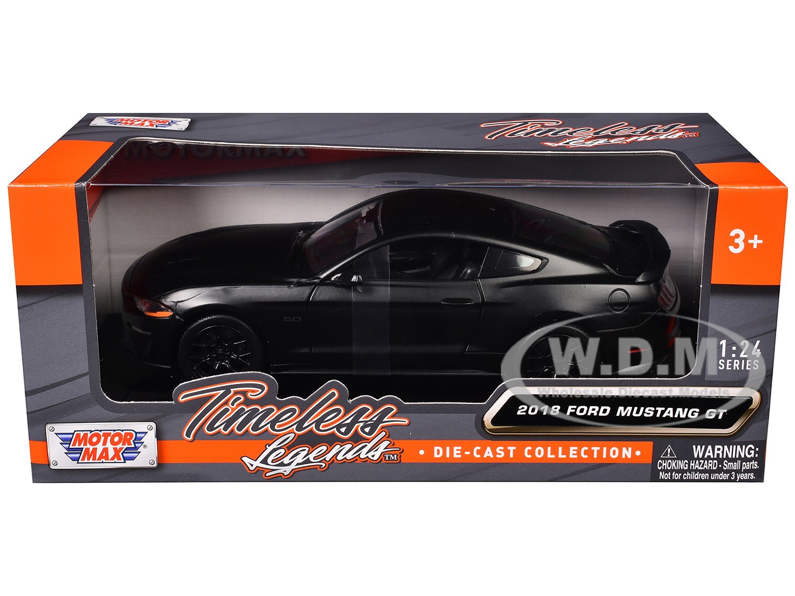 2018 FORD MUSTANG GT 5.0 MATT BLACK 1/24 DIECAST MODEL CAR BY MOTORMAX 79352