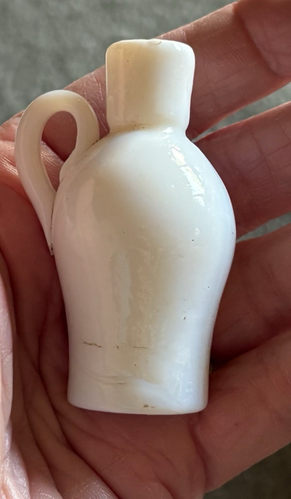 Antique Hand‑Blown Miniature Milk Glass Jug