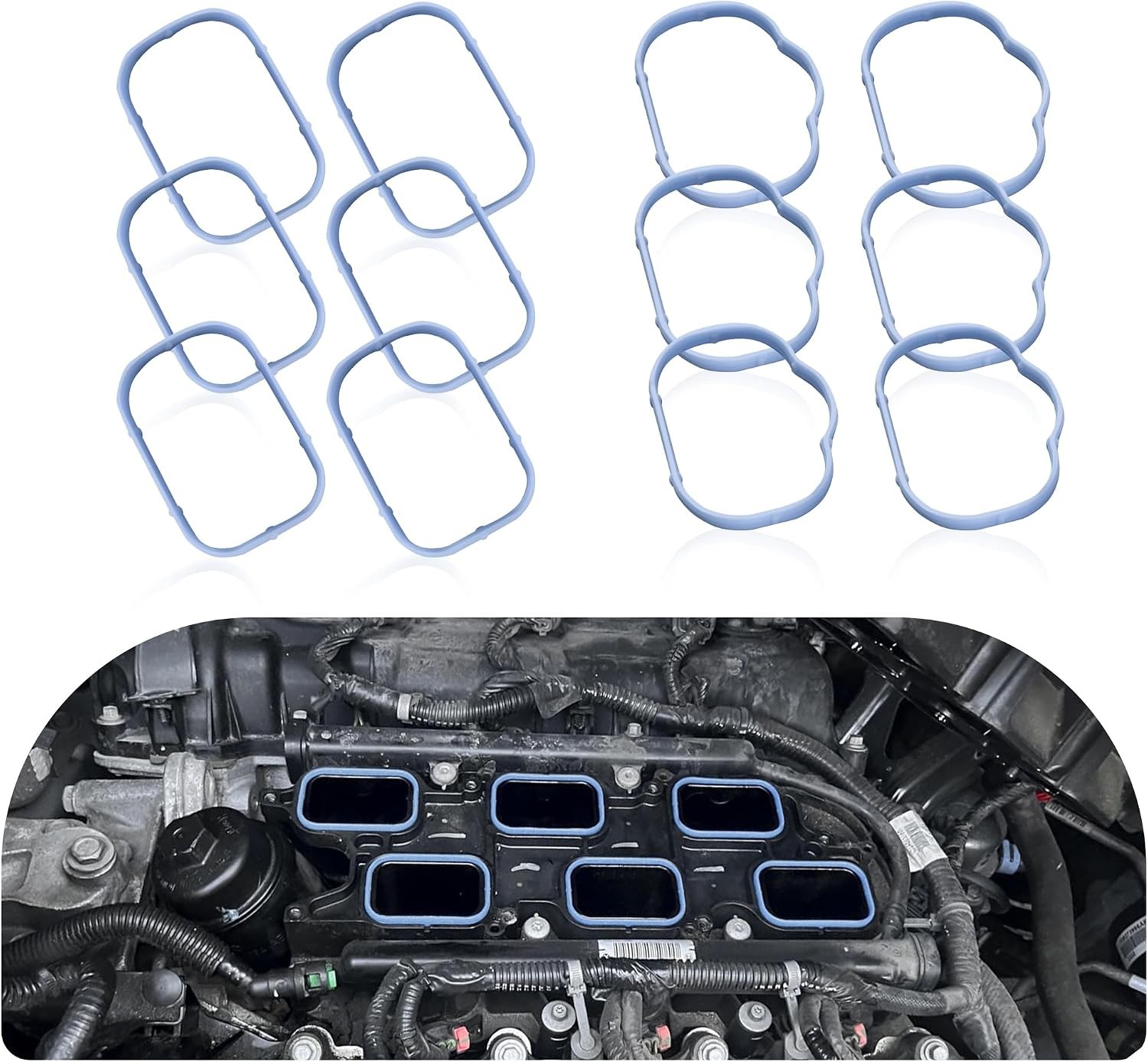 6PCS Upper Intake Manifold Gasket and 6PCS Lower Intake Manifold Gasket Set