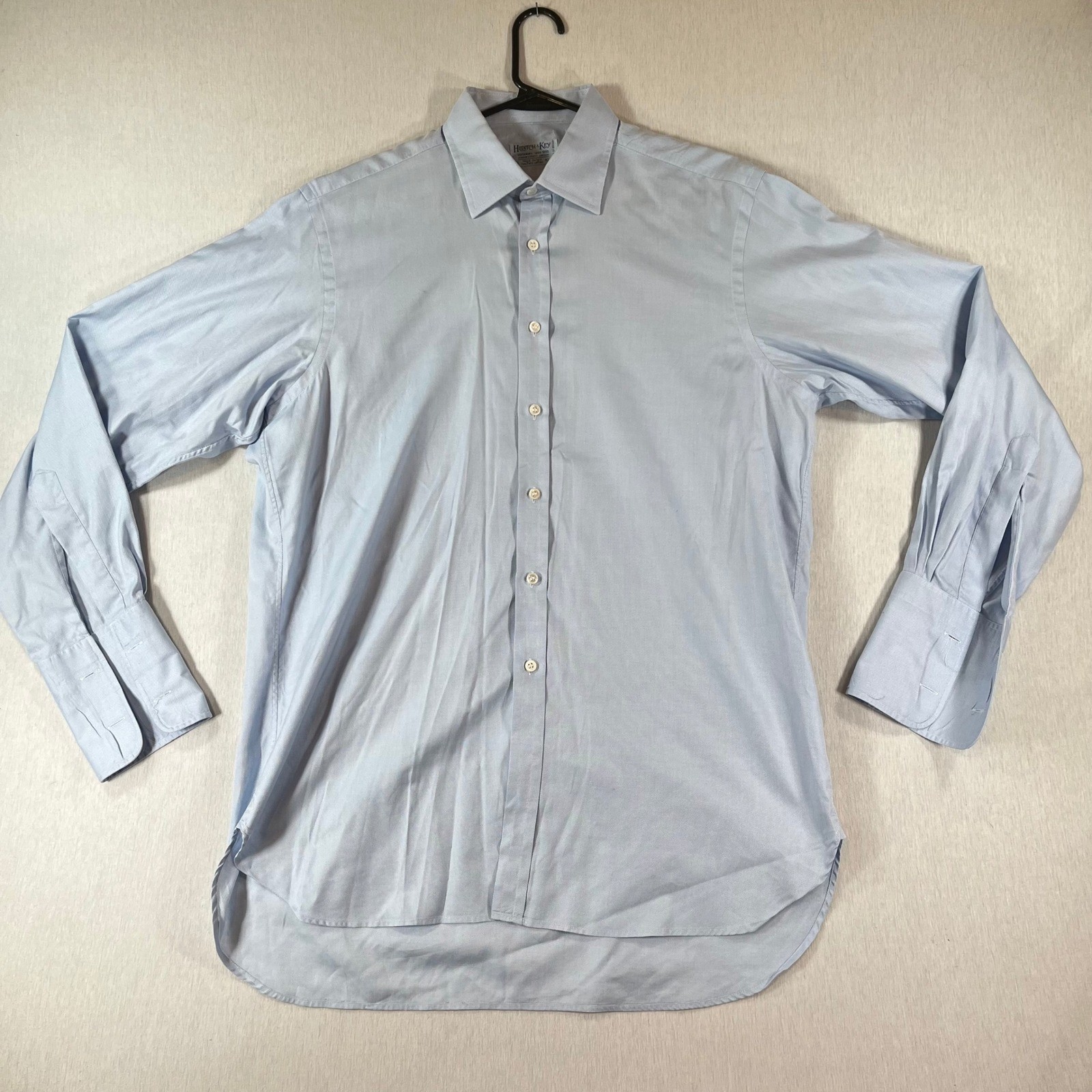 Hilditch & Key Royal Oxford Shirt Men 16.5 42cm Light Blue Cotton French Cuff