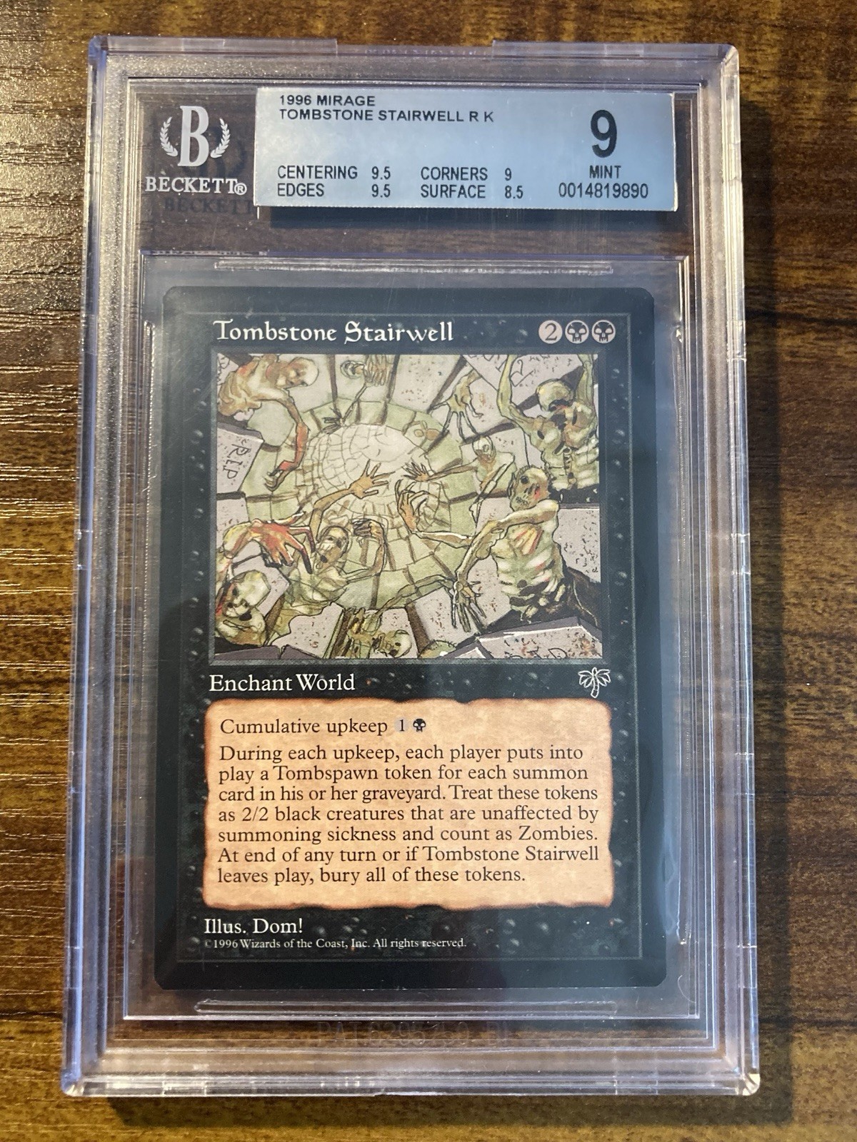 MTG✨TOMBSTONE STAIRWELL ✨Mirage BGS 9 MINT RARE Reserve List 1996 Dom Art