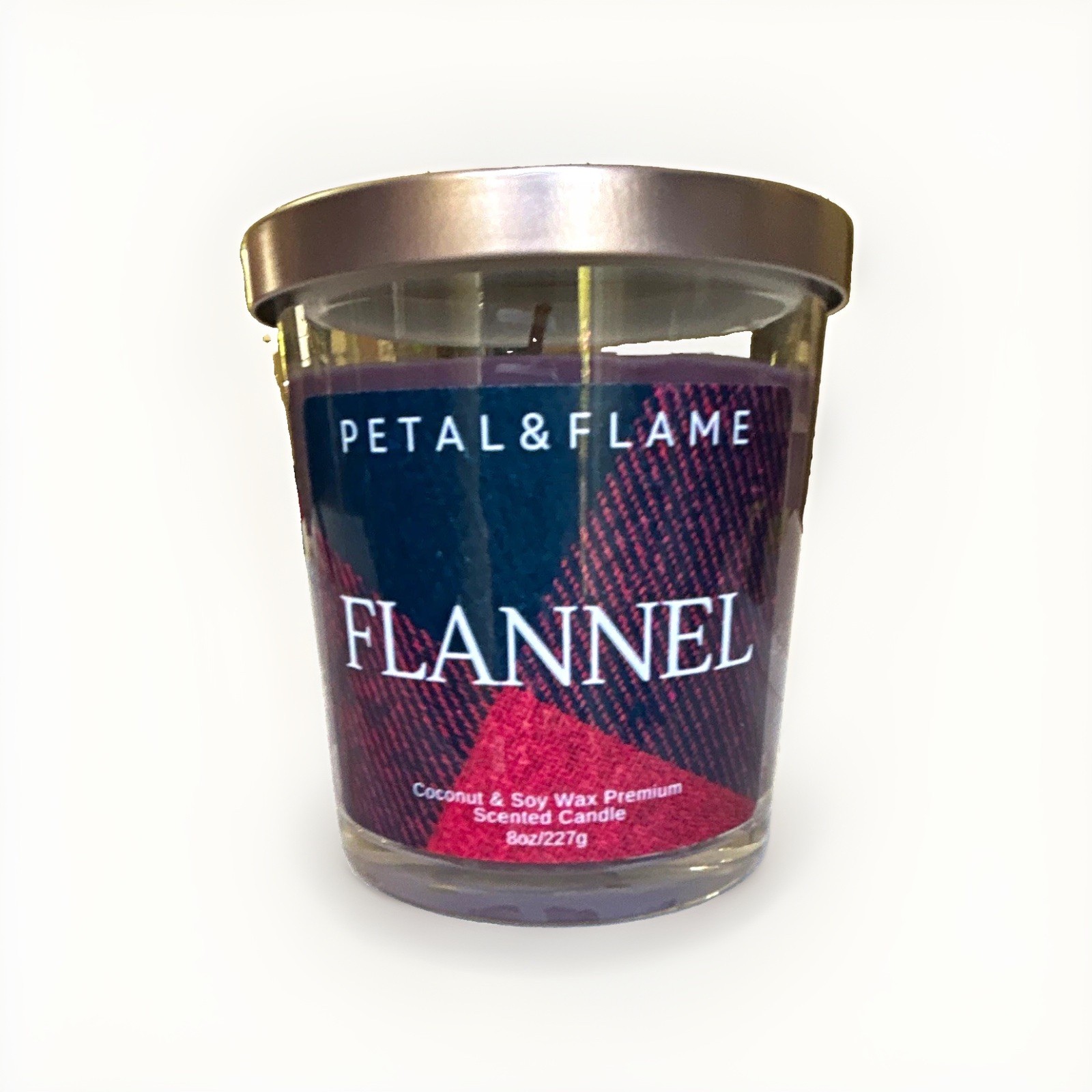 Petal & Flame Flannel Scented Candle 8 oz Coconut & Soy Wax Glass Jar Petal & Flame Flannel Scented Candle 8 oz Coconut & Soy Wax Glass Jar