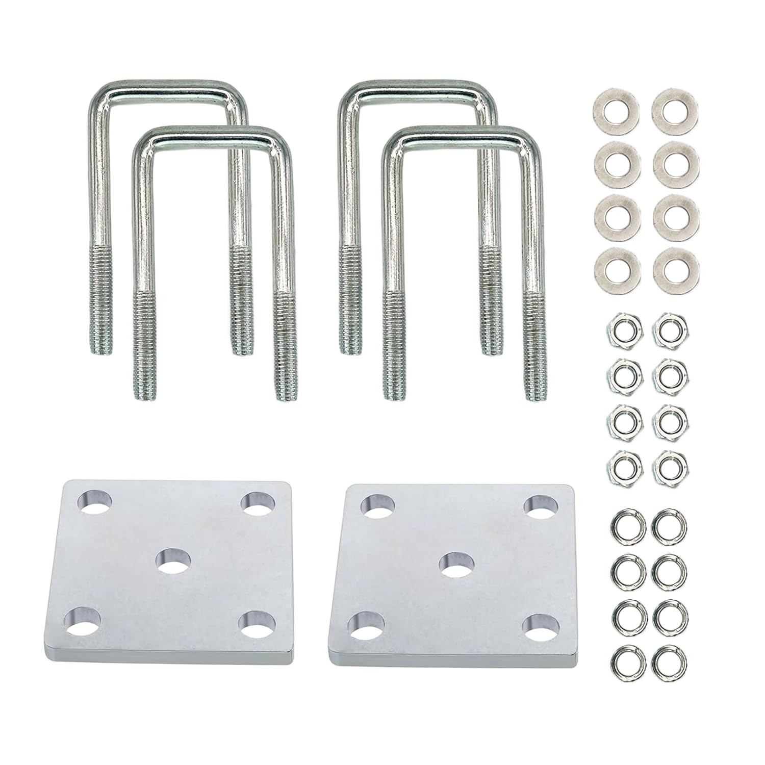 2Pcs Square U-Bolt Kit for Boat Trailer Axle Leaf Springs, Trailer Leaf Spring U