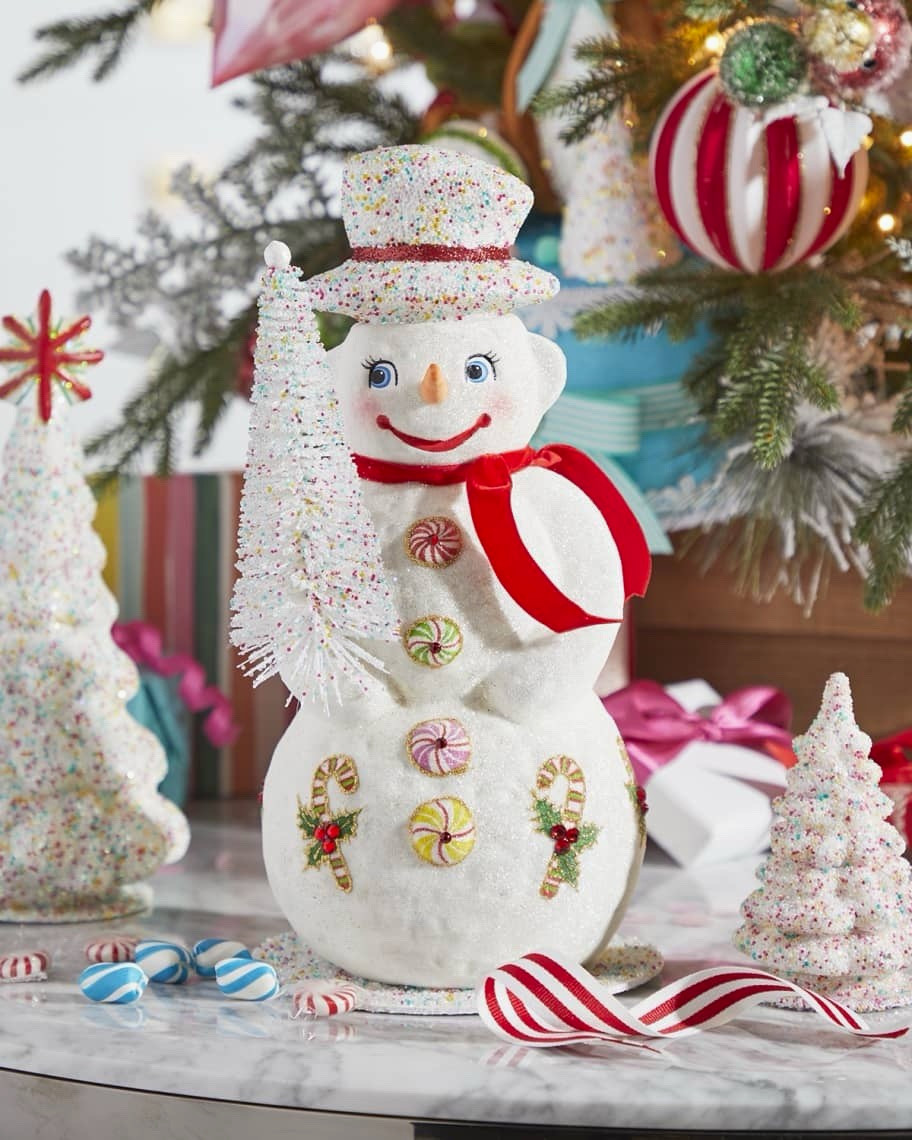 Ino Schaller Snowman with Red Scarf and Candy Buttons figurine-14”