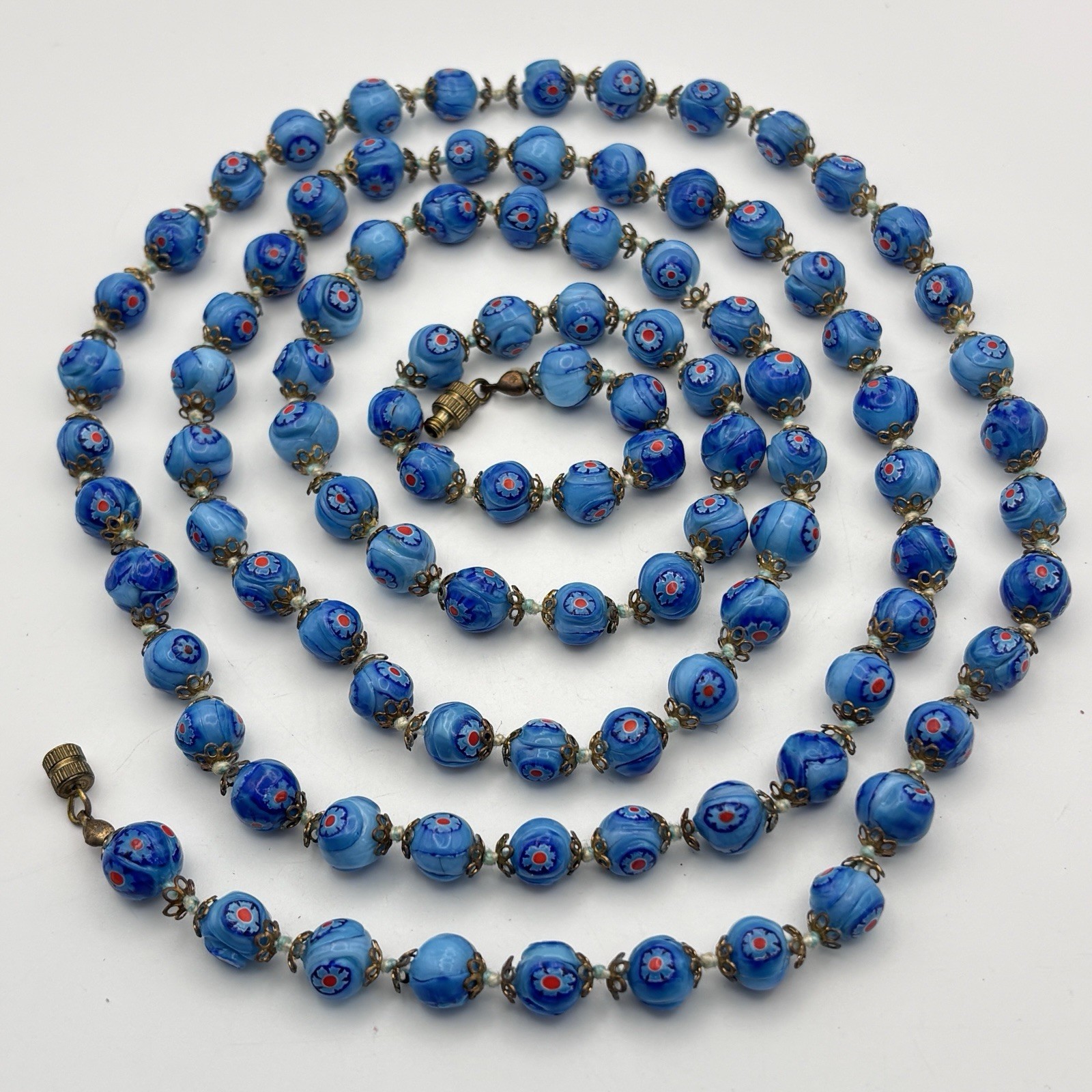 VTG Millefiori Murano Glass Hand Knotted Italian Opera Length 48\