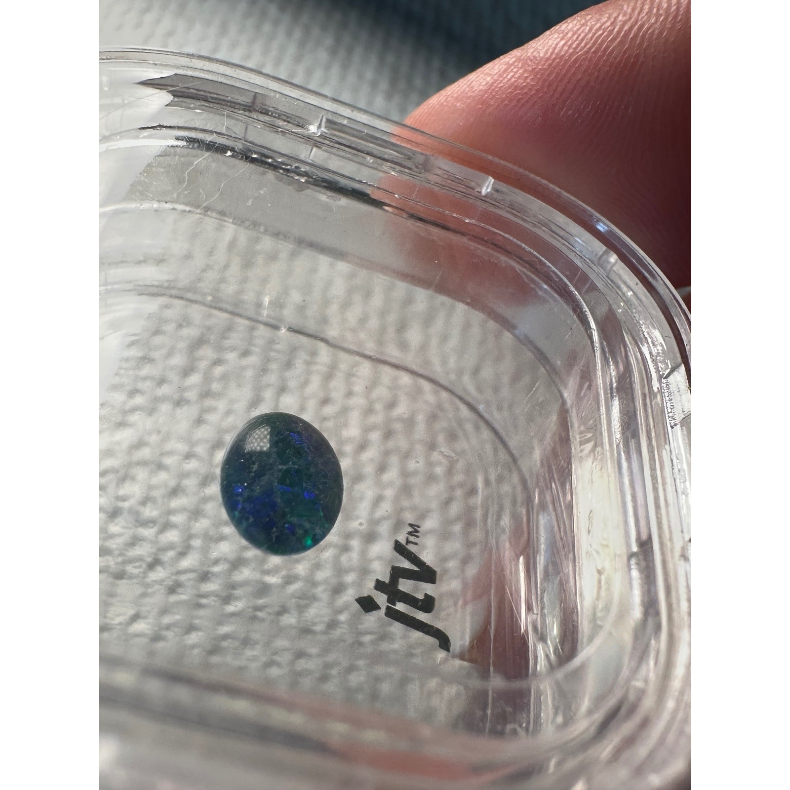 JTV Natural Black Opal Oval Cabochon Loose Gemstone Green Blue Play of Color