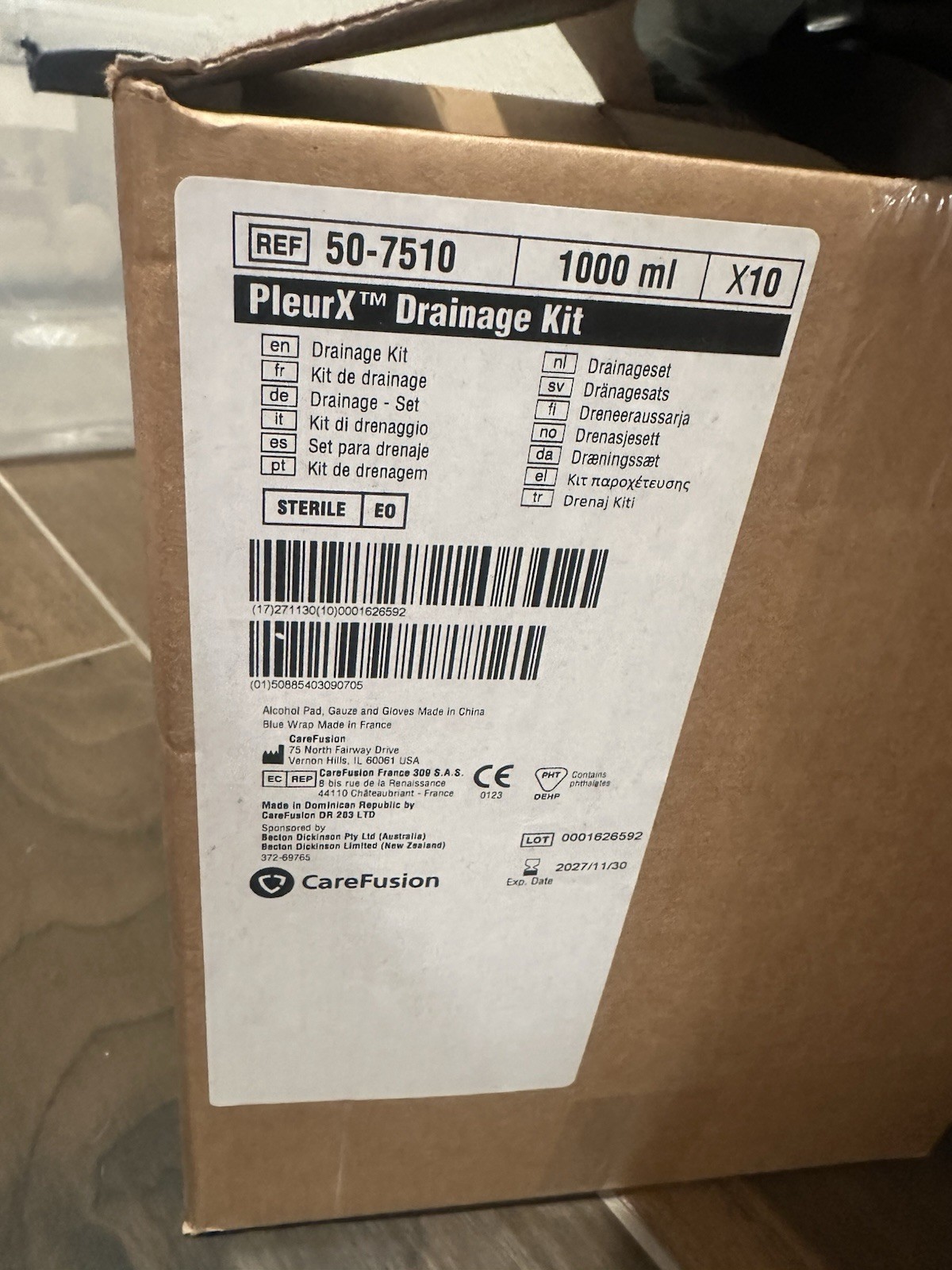 10 Pleur x 50-7510 Drainage Kits New & Sealed Individual Units