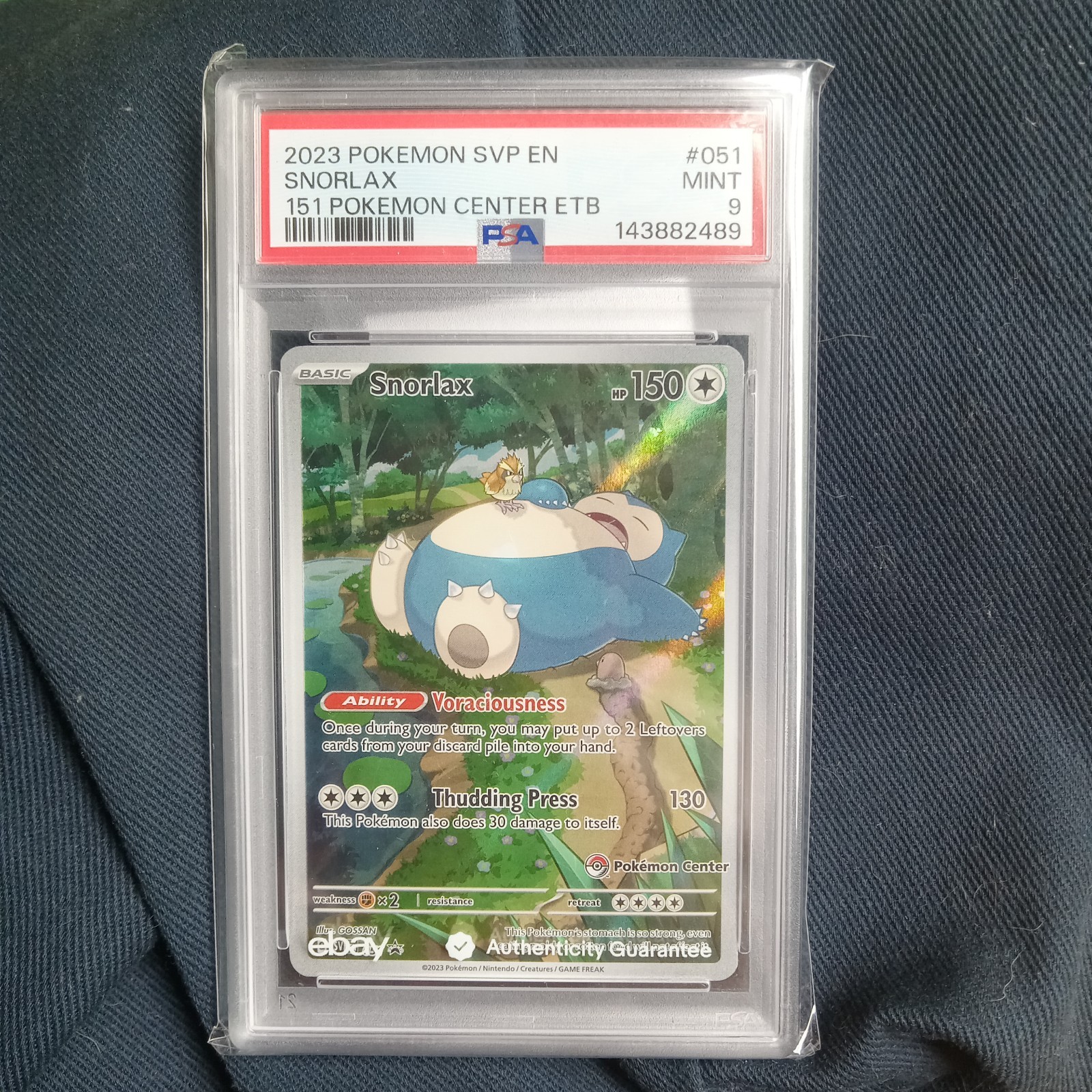 POKEMON 2023 SNORLAX 151 POKEMON CENTER BLACK STAR PROMO #051 PC ETB PSA 9 POKEMON 2023 SNORLAX 151 POKEMON CENTER BLACK STAR PROMO #051 PC ETB PSA 9