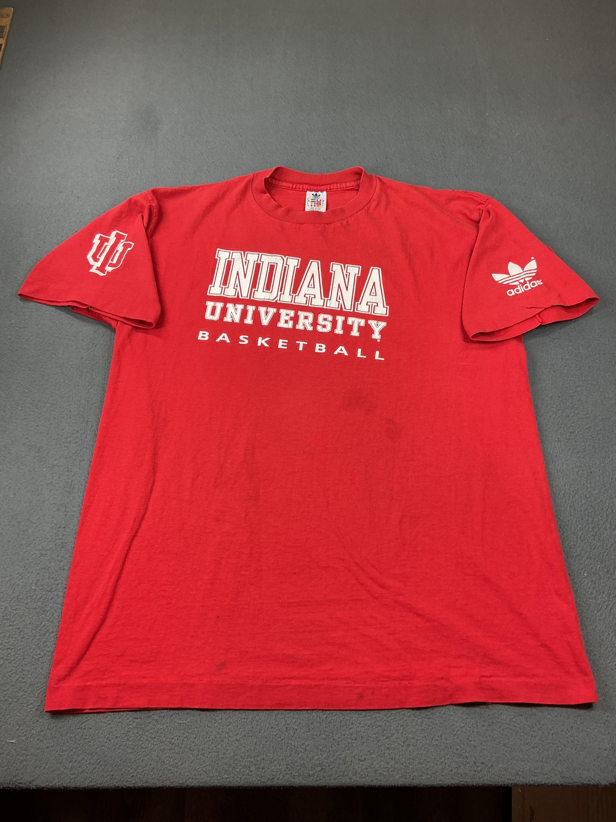 Adidas Indiana University Shirt Mens L Red Basketball Trefoil Distressed USA 90s