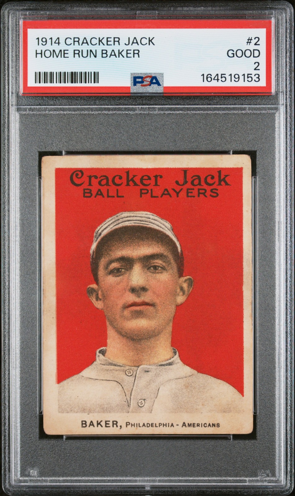 1914 CRACKER JACK #2 HOME RUN BAKER PSA 2