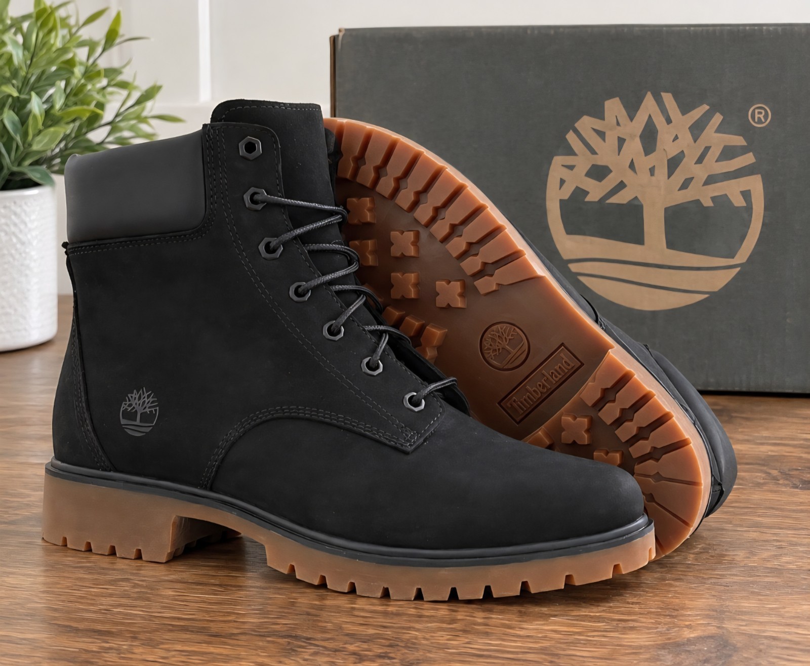 Timberland Womens Jayne Black Nubuck 6 Inch Hiking Boots Size 9