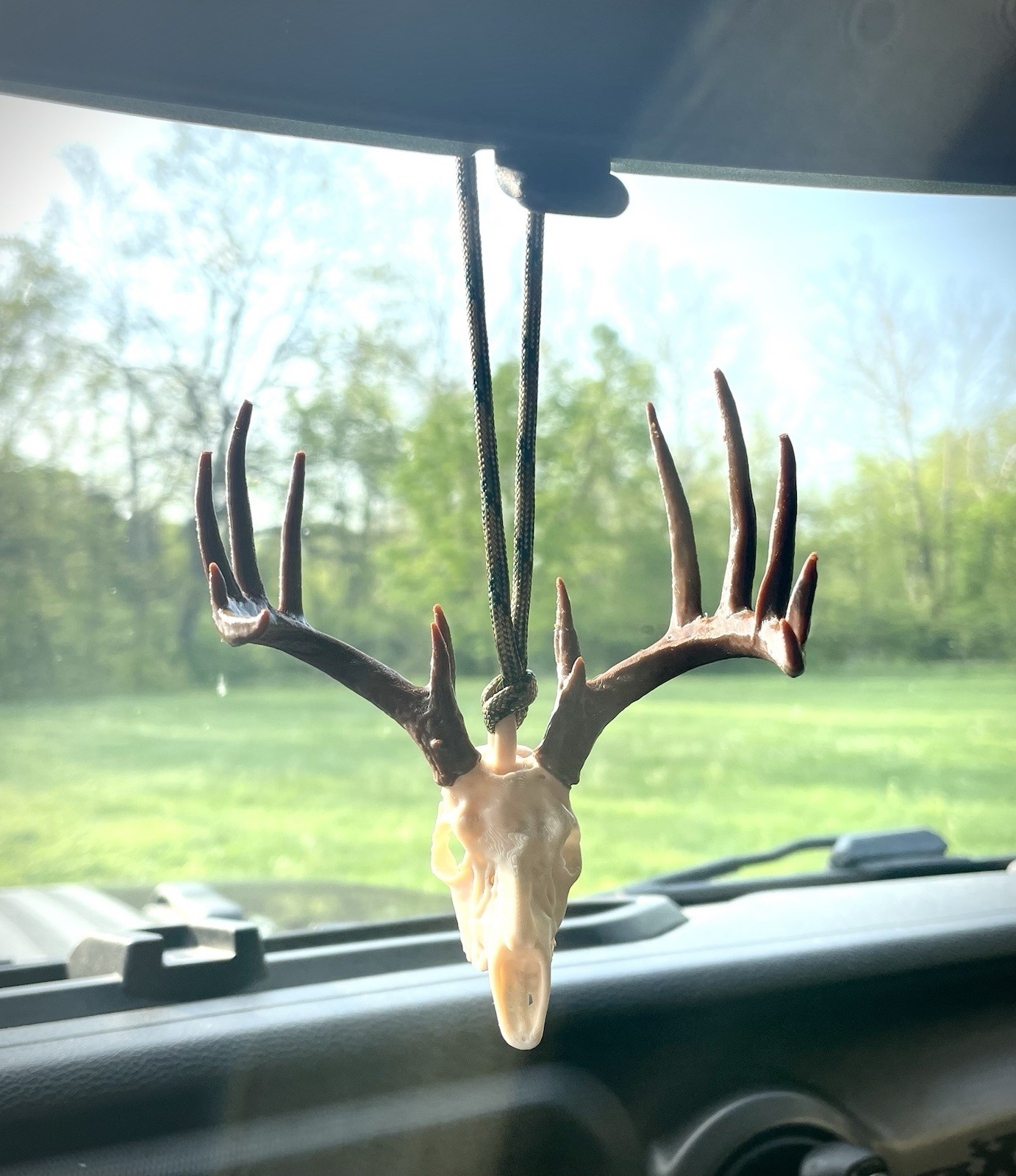 Deer Skull Rearview Mirror Hanger Whitetail Buck Antler Car Truck Decor