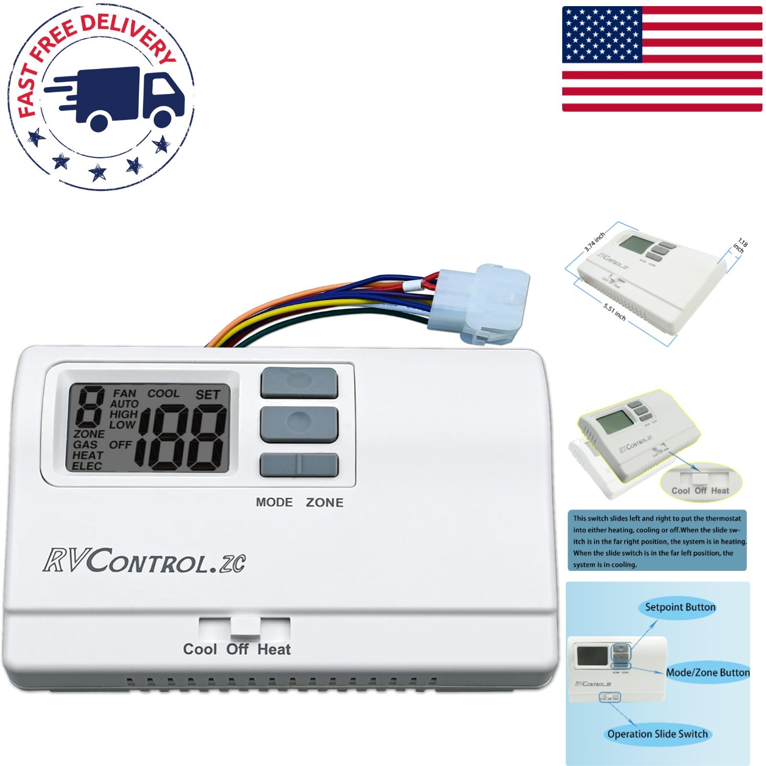 Durable Water-Resistant Wall Thermostat for RVs - Comfort and Style Combined