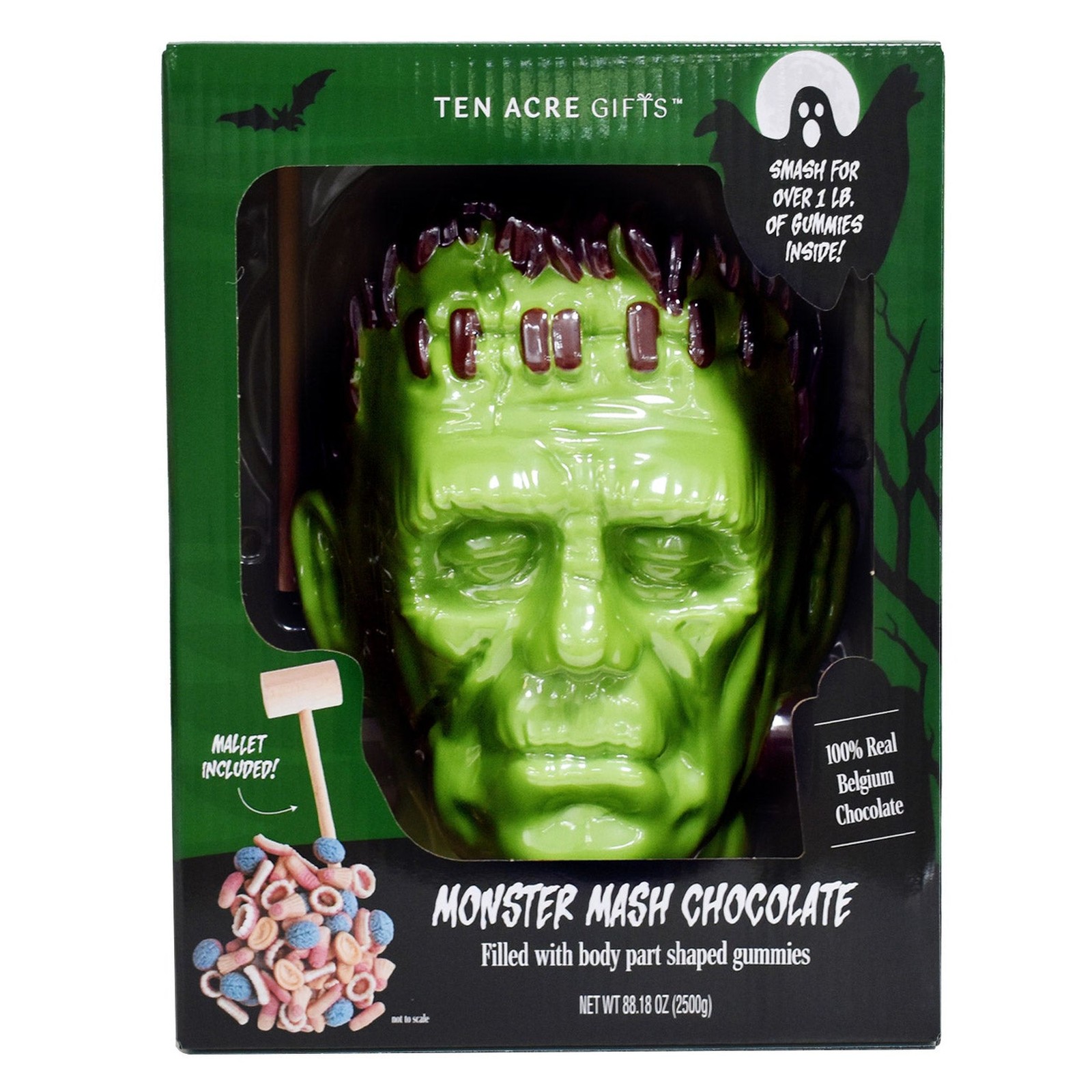 Ten Acre Gifts, Monster Mash Halloween Gummy Filled Chocolate Head, 5.5 lbs