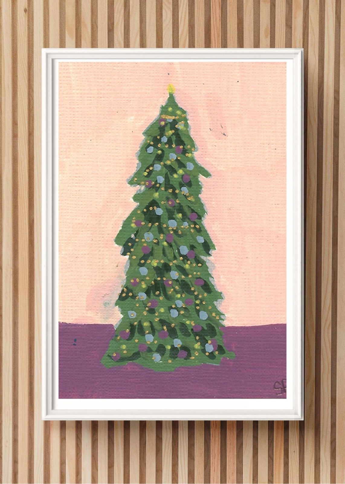 ACEO / ATC Mid Modern Christmas  Acrylic OOAK Original Art SaraClaireArt