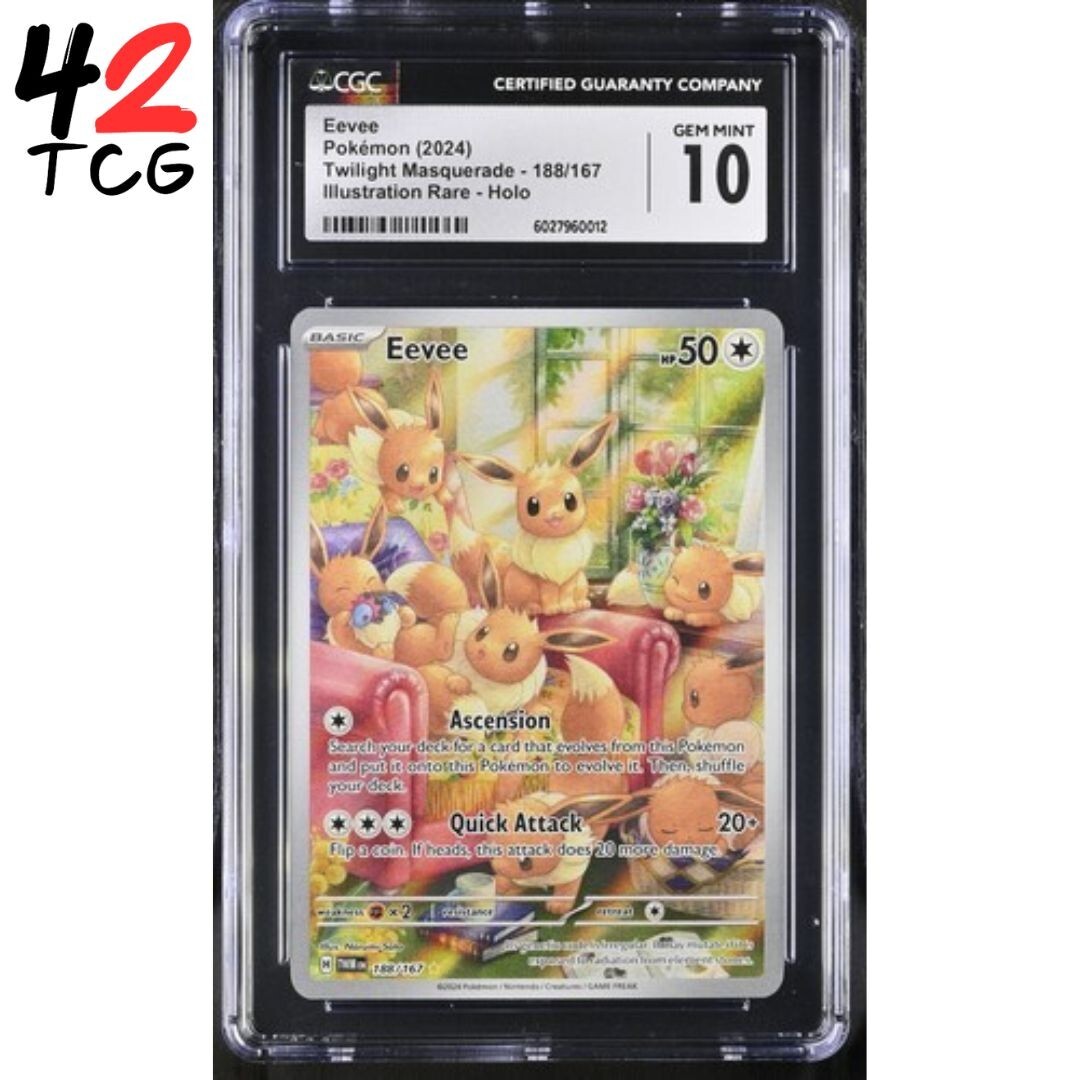 CGC Gem Mint 10 Eevee 188/167 Pokémon Twilight Masquerade TWM EN CGC Gem Mint 10 Eevee 188/167 Pokémon Twilight Masquerade TWM EN