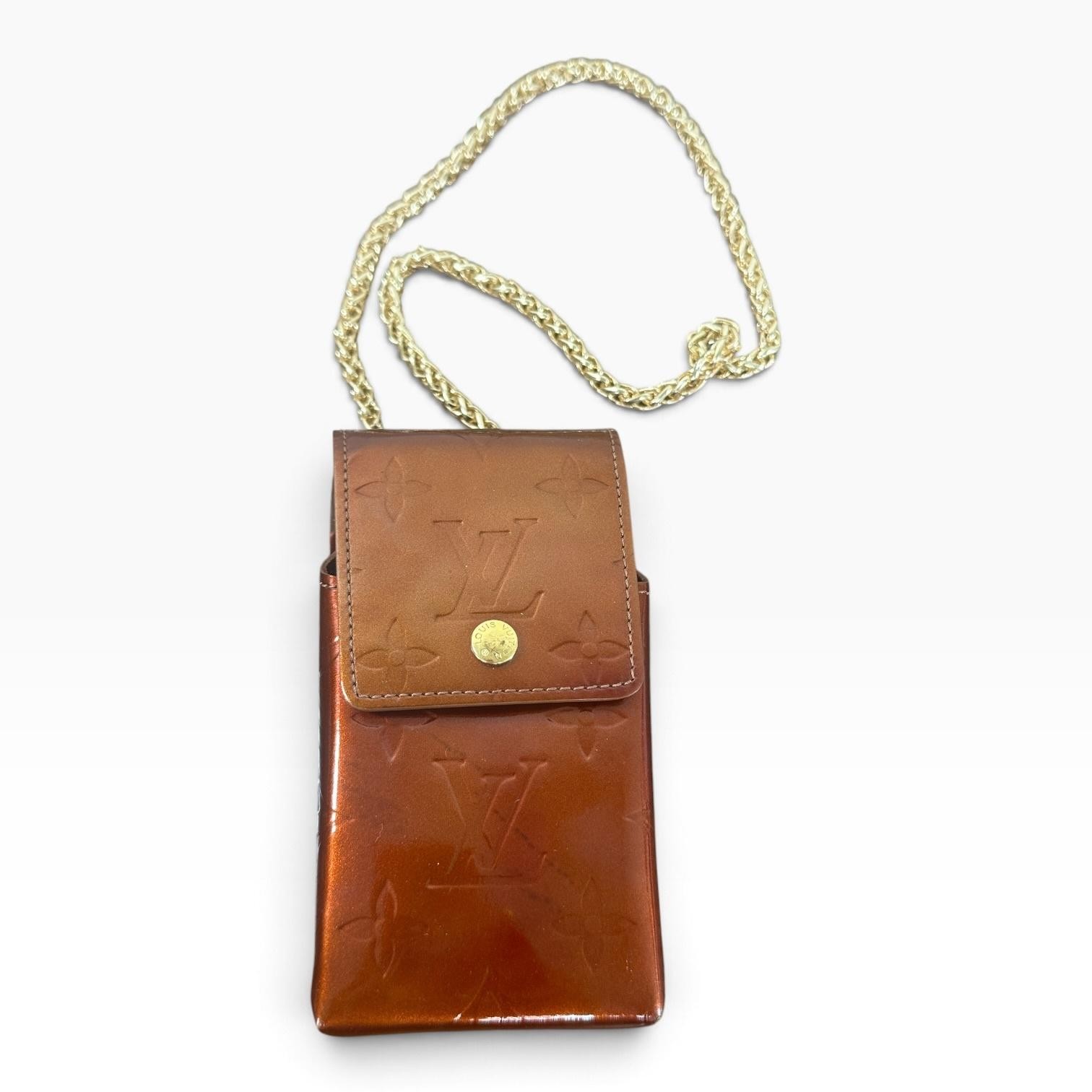 Louis Vuitton Monogram Vernis Cigarette Case Vintage Mini Bronze Leather France