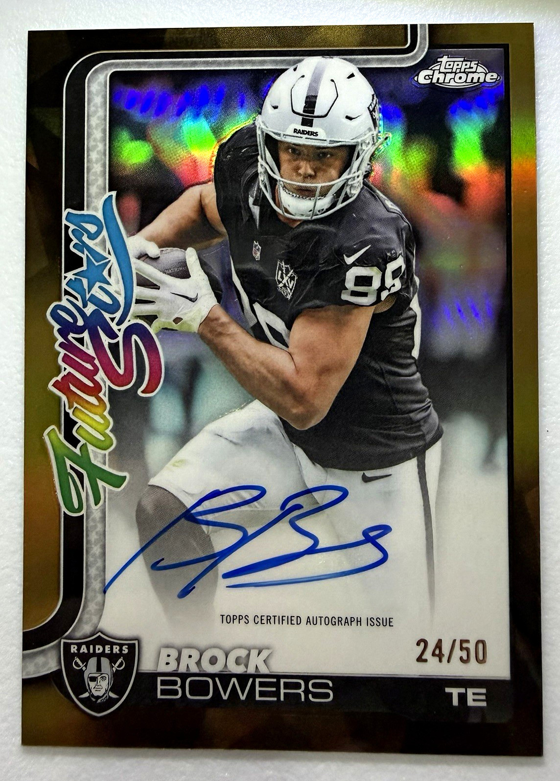2025 Topps Chrome Brock Bowers Future Stars Auto #FSA-BB Gold Refractor /50