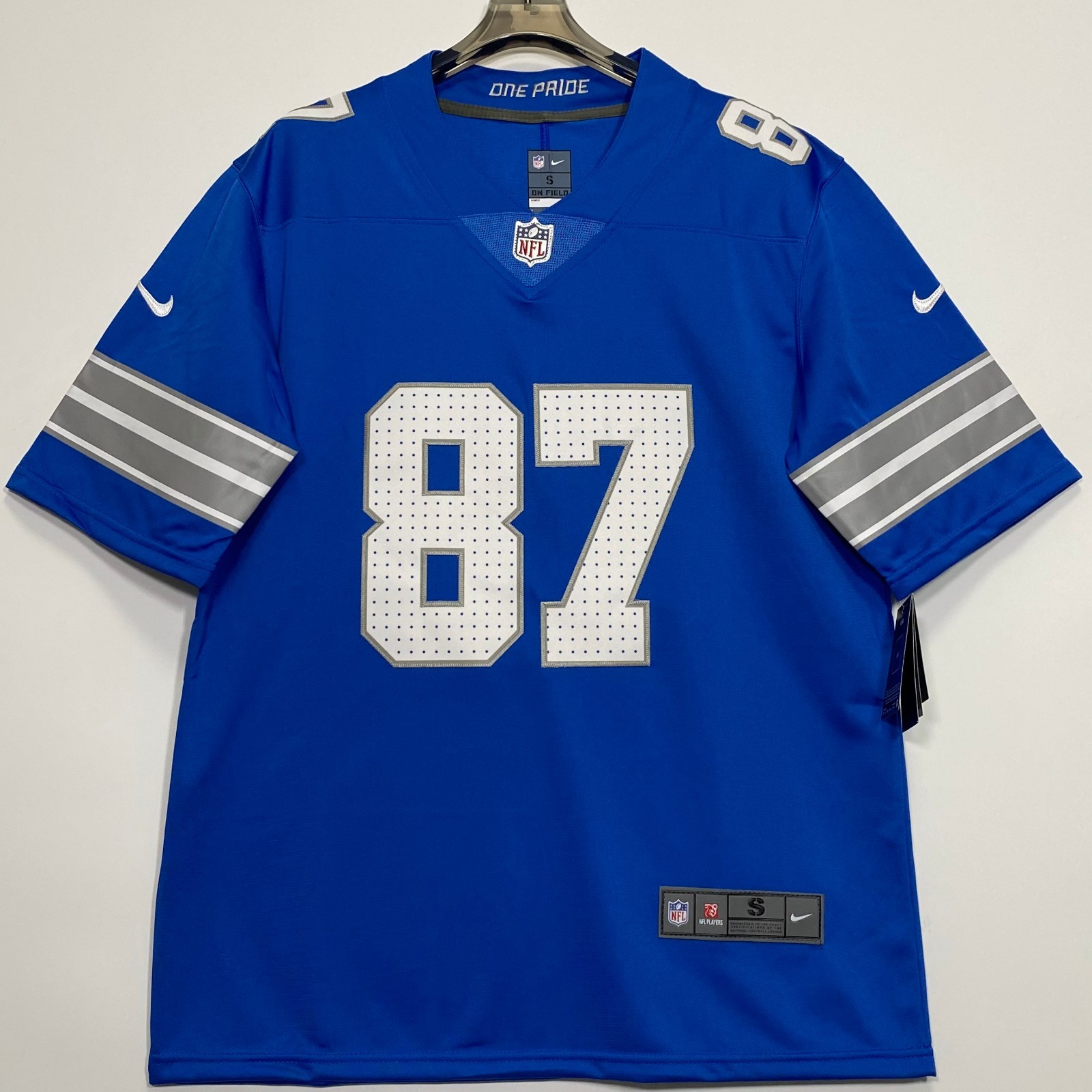 Sam LaPorta #87 Blue Men\'s Adult Embroidered Jersey Sizes S-4XL