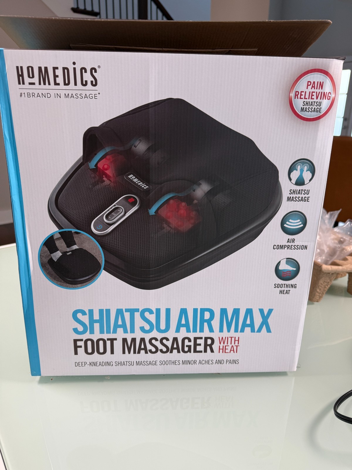 HoMedics Shiatsu Air Max Foot Massager with Heat Black FMS-307HJ OPEN BOX UNUSED HoMedics Shiatsu Air Max Foot Massager with Heat Black FMS-307HJ OPEN BOX UNUSED