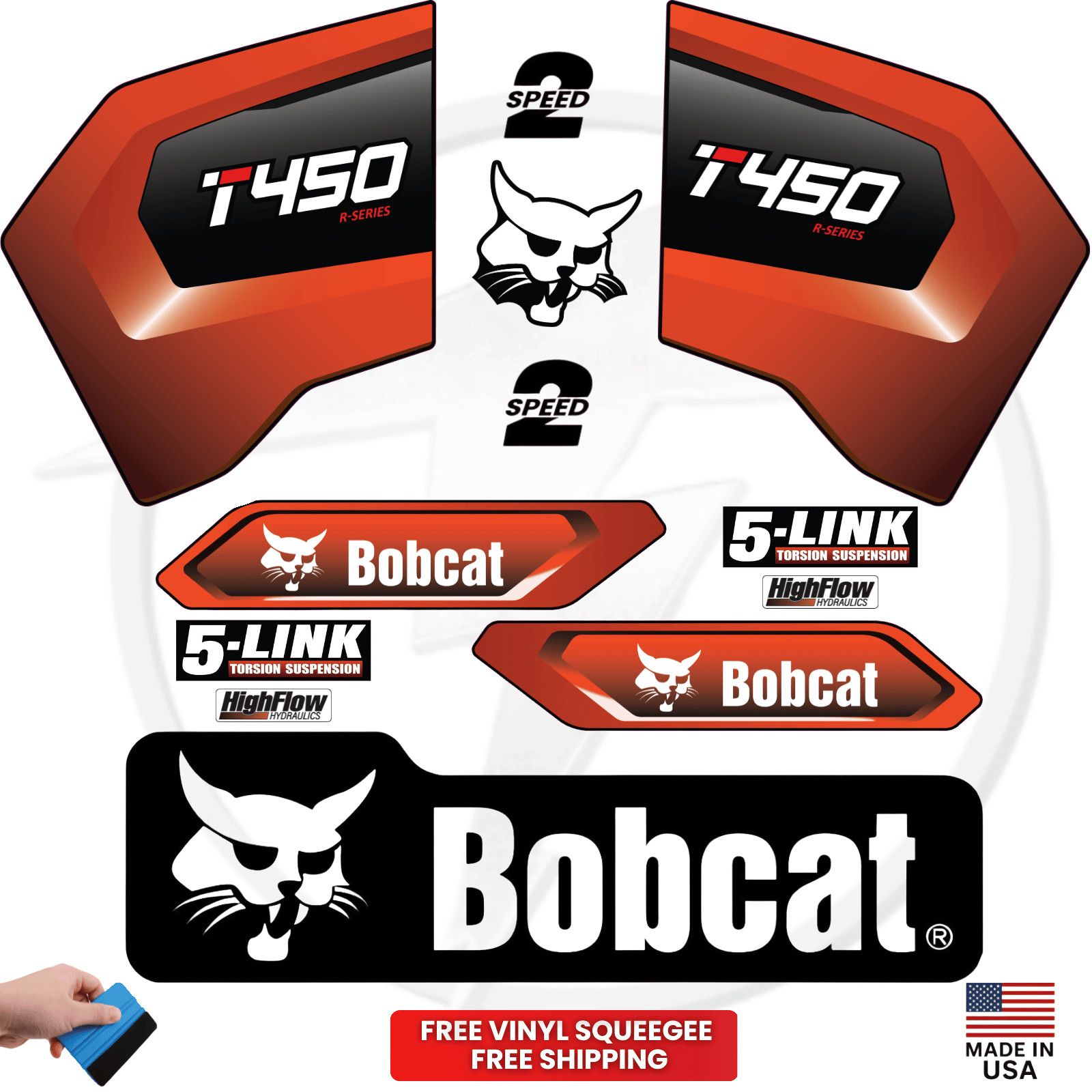 Fits Bobcat T450 Main Decals Skid Steer Stickers -  - 3M Vinyl