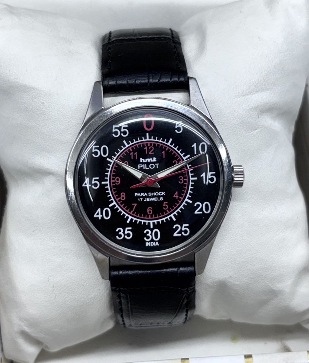 Vintage Refurbished HMT Pilot Black 17 Jewels Hand Winding men's Wrist Watch