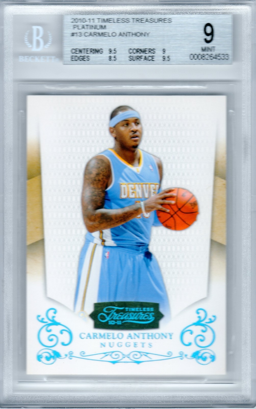 2010-11 Timeless Treasures Carmelo Anthony Platinum 1/1 BGS 9 #13