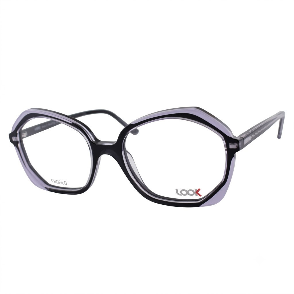 NEW LOOK FATTO A MANO 4525 C3 Purple Black Geometric Optical Frame Eyeglasses NEW LOOK FATTO A MANO 4525 C3 Purple Black Geometric Optical Frame Eyeglasses