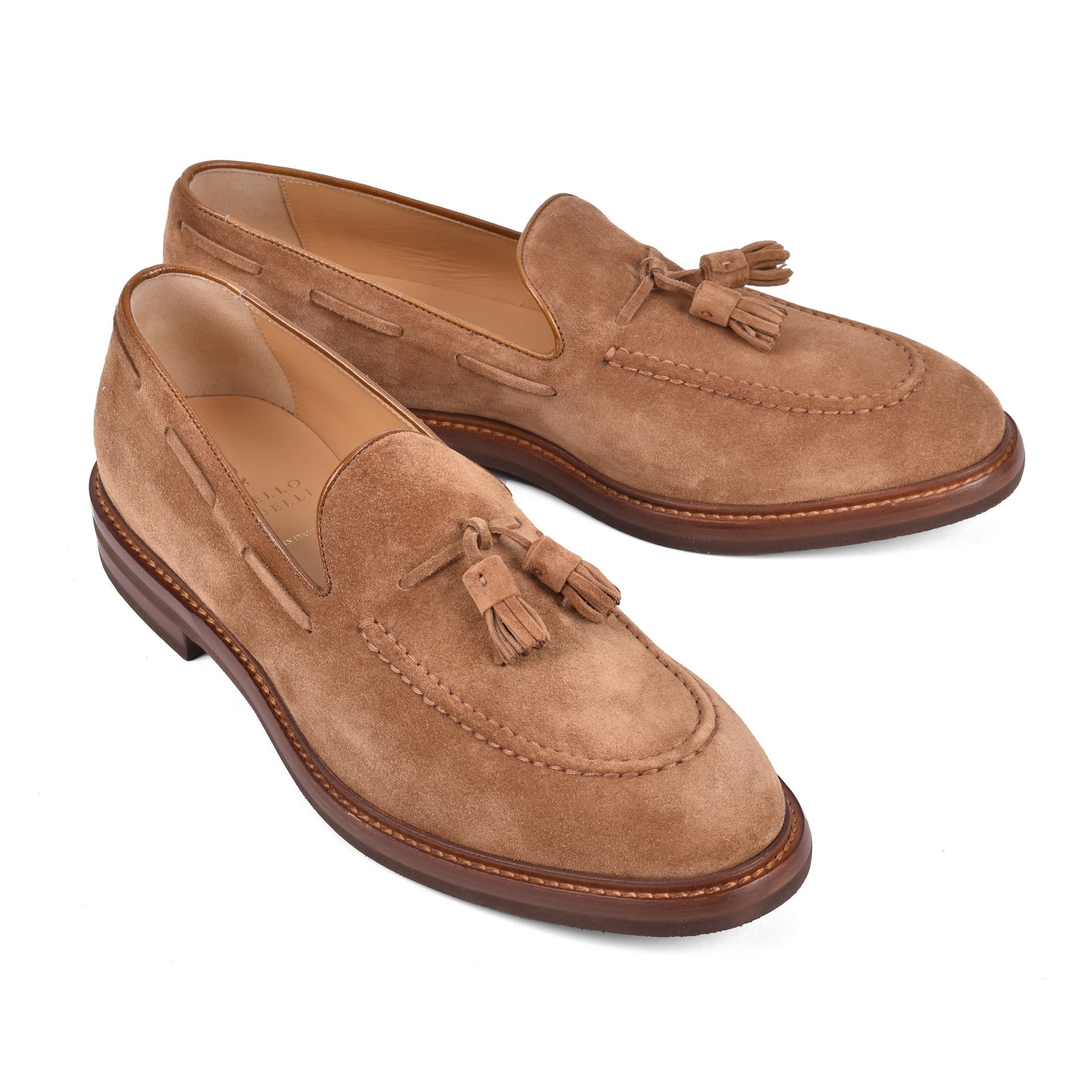 BRUNELLO CUCINELLI MEN'S LIGHT BROWN SUEDE TASSEL LOAFERS MSRP $1315