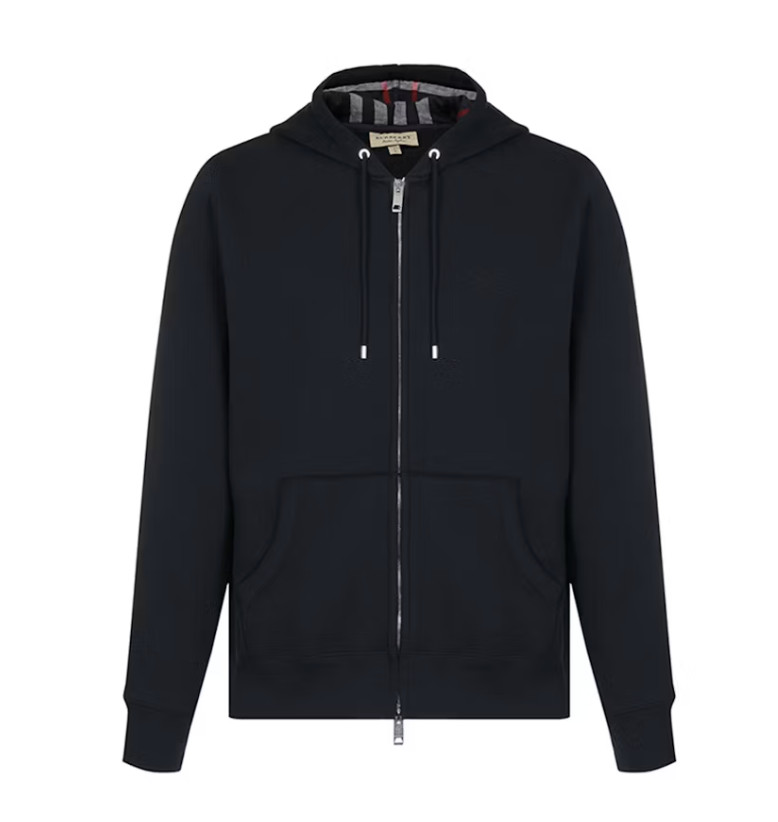 Burberry Clarendon Check Hood Zip Up Hoodie Navy 4024917 Size XS