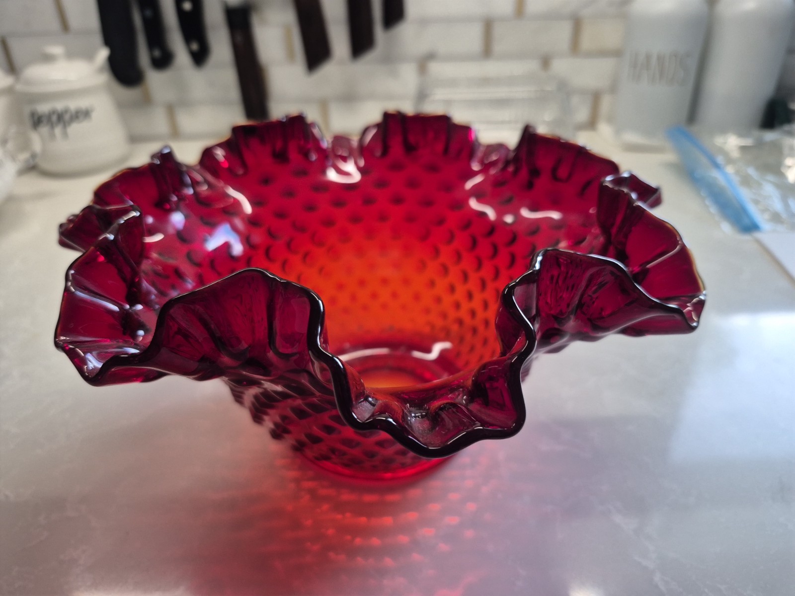Fenton Cranberry glass bowl- 1970-80s Fenton Cranberry glass bowl- 1970-80s