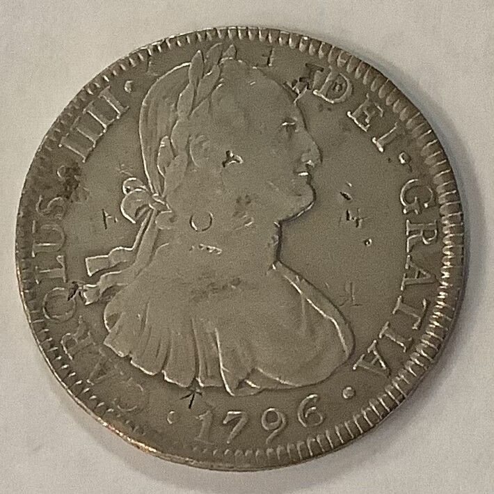 MEXICO 1796 Mo FM CHARLES IIII 8 Reales  SPAIN SPANISH COLONIAL CHOP MARKS cd