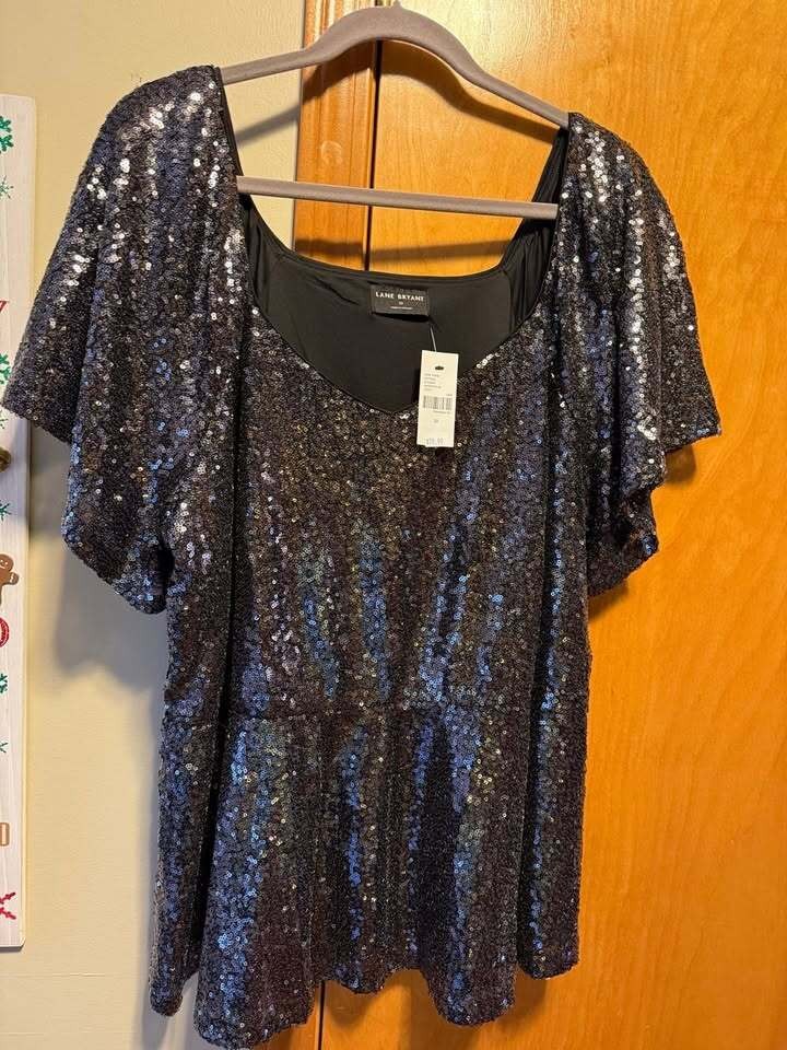 New Lane Bryant Sequined Peplum Top - Size 22