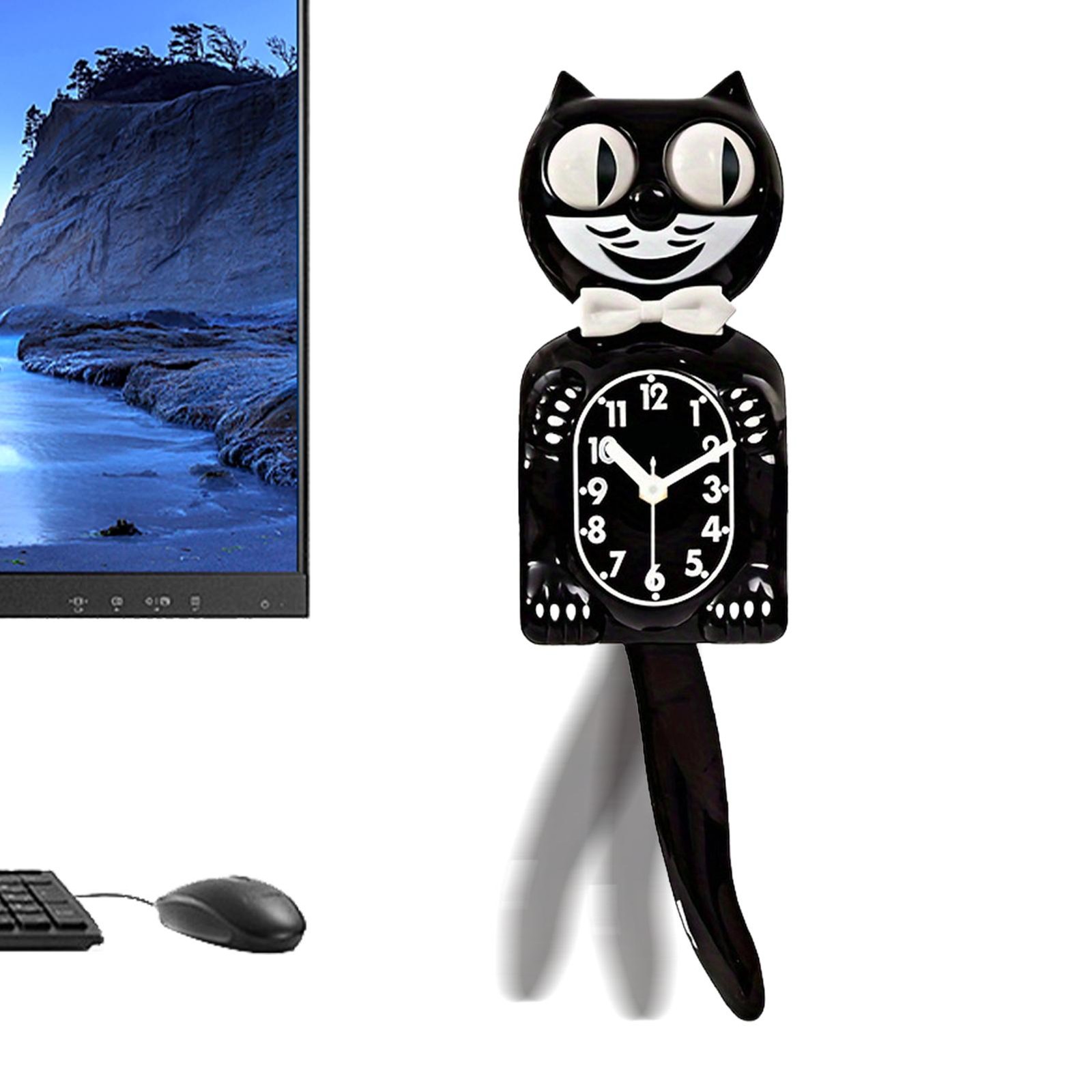 2D Classic Black Kit Cat Clock Kit-Cat Klock Vintage Cat Clock Swinging Tail UK